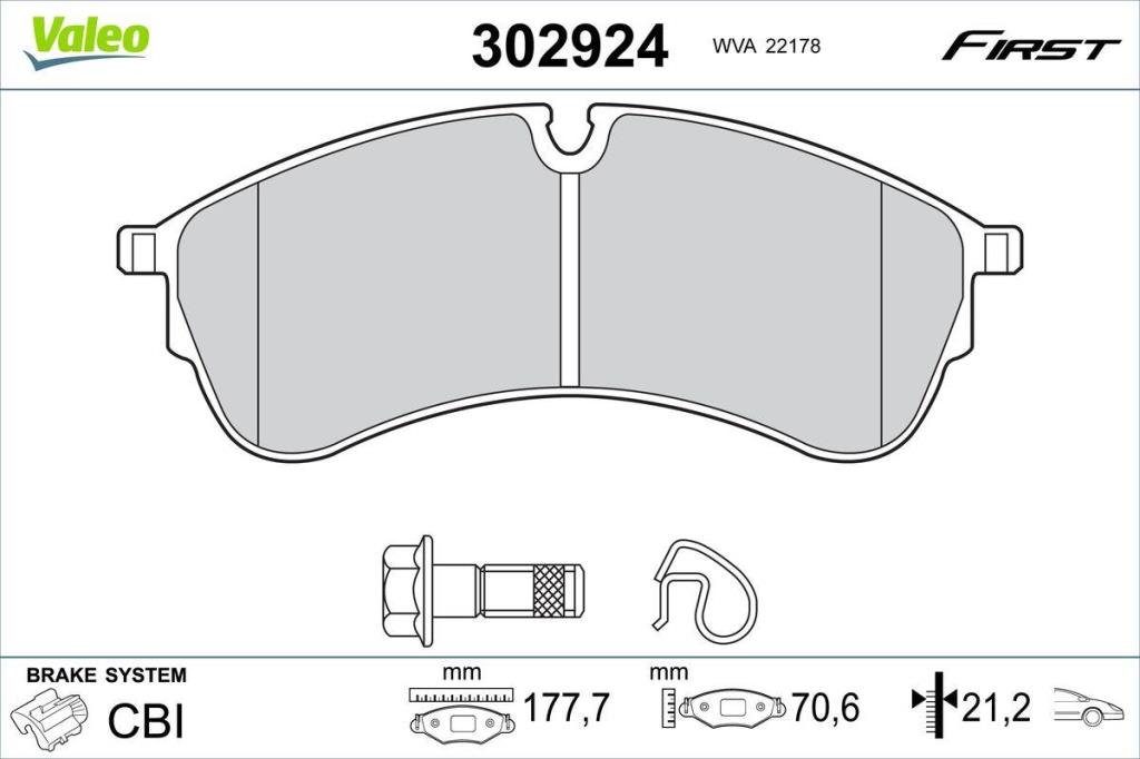 Jeu de 4 plaquettes de frein VALEO ref. 302924